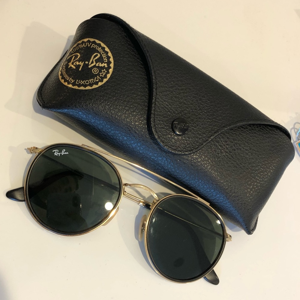 RayBan aviators,black and gold,excellent condition